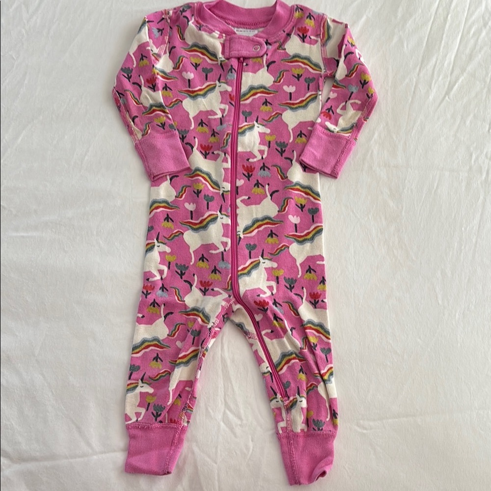 Hanna Andersson Pink and White Unicorn Onesie pajamas